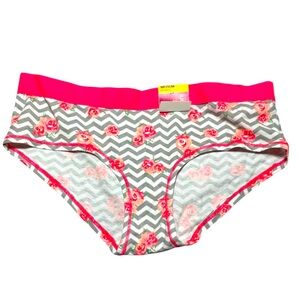 Pink and Gray Chevron Floral Bikini Panties